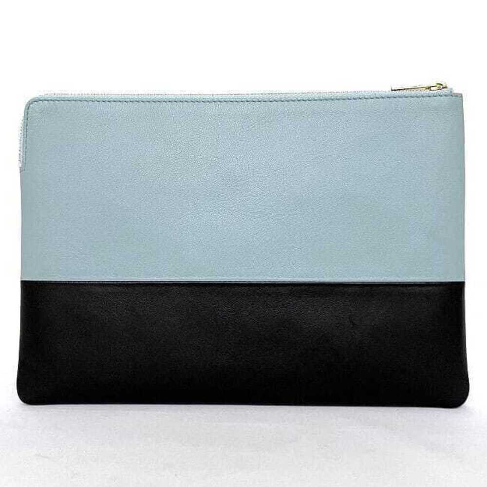 Celine Bicolor One Zipper Clutch Black Bag Clutch Accessory Case Handbag Blue